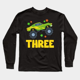 I'm 3 This Is How I Roll Monster Truck 3rd Birthday GIft For Boys Toddler Kid Long Sleeve T-Shirt